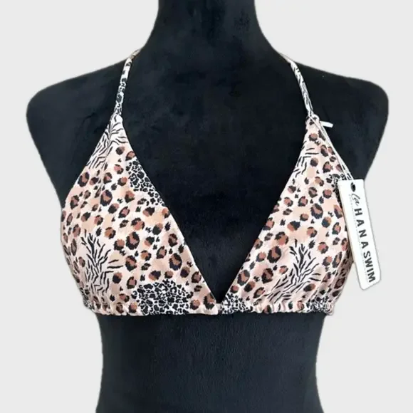 Animal Print Halter Bikini Top Lahana Swim AU XL/US 10 - Picture 1 of 8
